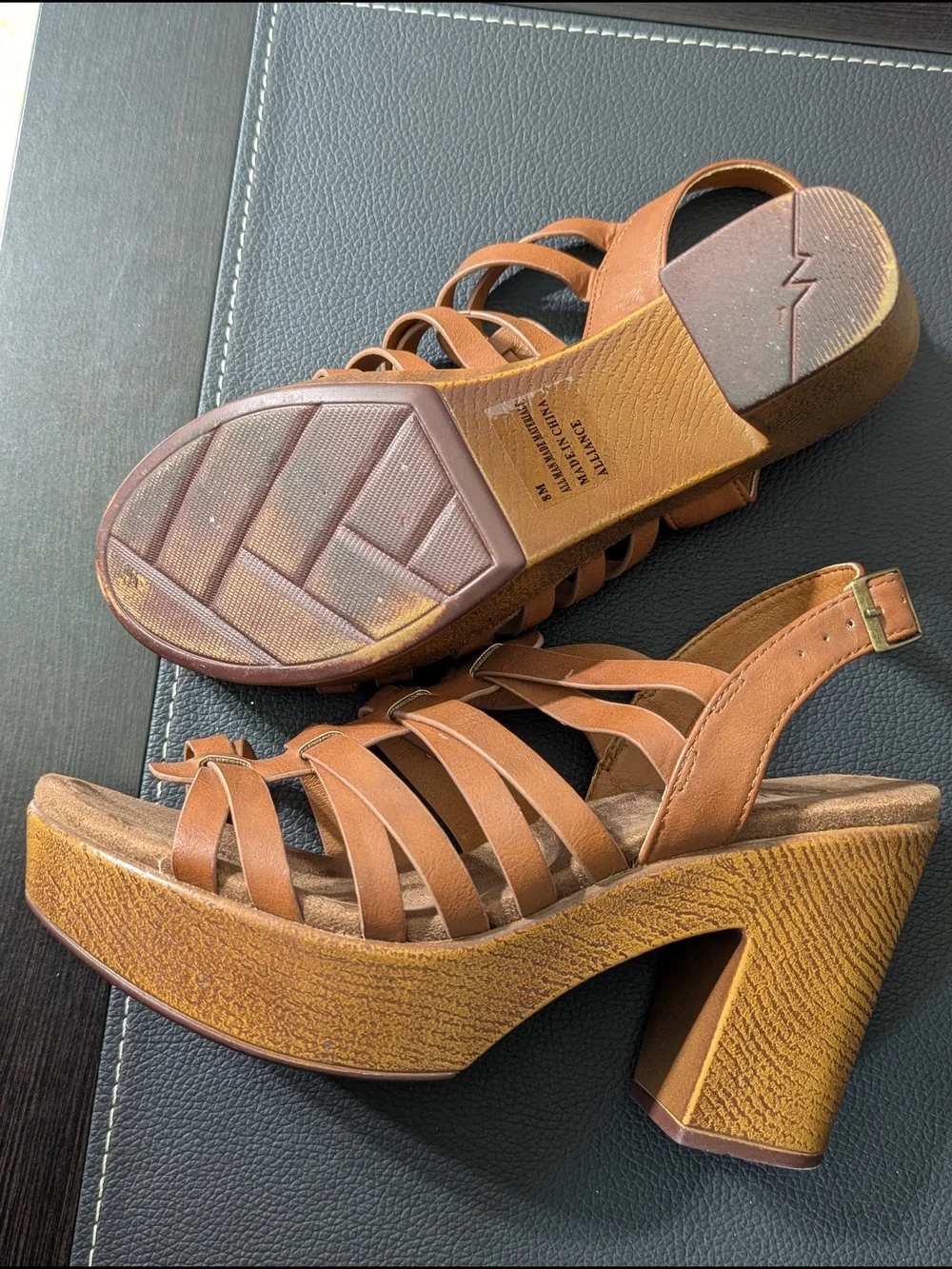 Cliffs by WHITE MOUNTAIN Tan Woven Strappy Platform Sandals